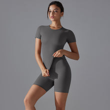 Load image into Gallery viewer, Spring Autumn T Shirt Quick Drying Yoga Clothes Short Sleeve Slim Fit Fitness Blouse Outdoor Running Sports Suit Women
