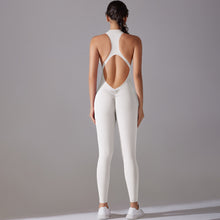 Load image into Gallery viewer, Shaping One Piece Zipper Yoga Clothes One Piece Belly Contracting Close Fitting Hollow Out Cutout Sports Back Shaping Jumpsuit Yoga Pants
