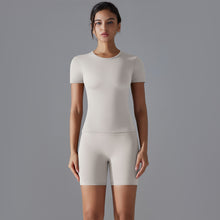 Load image into Gallery viewer, Spring Autumn T Shirt Quick Drying Yoga Clothes Short Sleeve Slim Fit Fitness Blouse Outdoor Running Sports Suit Women
