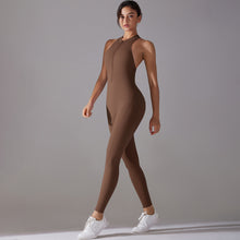 Load image into Gallery viewer, Shaping One Piece Zipper Yoga Clothes One Piece Belly Contracting Close Fitting Hollow Out Cutout Sports Back Shaping Jumpsuit Yoga Pants
