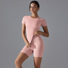 Load image into Gallery viewer, Spring Autumn T Shirt Quick Drying Yoga Clothes Short Sleeve Slim Fit Fitness Blouse Outdoor Running Sports Suit Women
