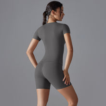 Load image into Gallery viewer, Spring Autumn T Shirt Quick Drying Yoga Clothes Short Sleeve Slim Fit Fitness Blouse Outdoor Running Sports Suit Women
